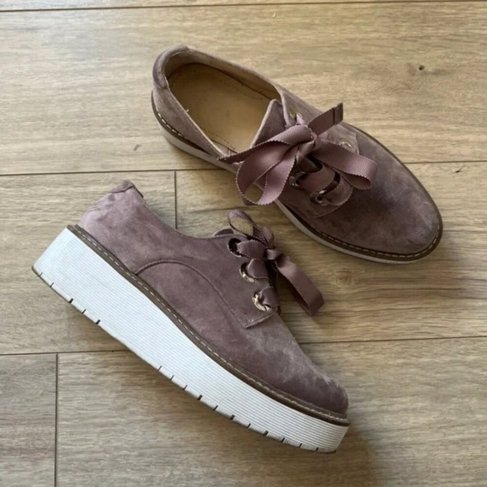 Zara Platform Velvet Oxford Shoes EUR 37